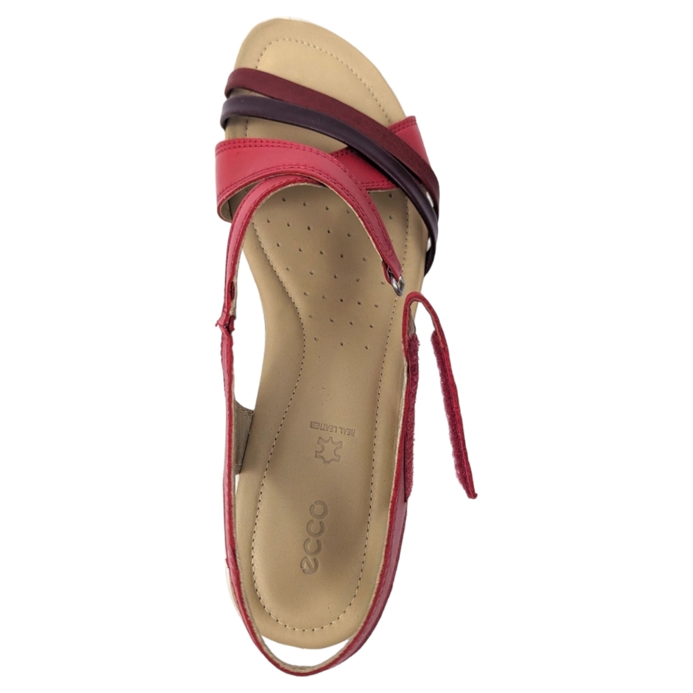 ECCO Leather Felicia Sandals NEW Womens 42 11 11.5 Red Strappy Velcro Closure - Picture 10 of 14